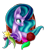 Size: 2950x2950 | Tagged: safe, artist:sodapopfairypony, derpibooru import, mistmane, pony, bust, curved horn, flower, high res, portrait, simple background, solo, transparent background