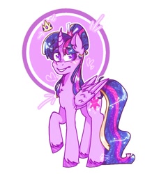 Size: 678x777 | Tagged: safe, artist:rainbow223, derpibooru import, twilight sparkle, twilight sparkle (alicorn), alicorn, crown, hair bun, jewelry, regalia, smiling, solo, unshorn fetlocks