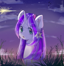 Size: 1112x1141 | Tagged: safe, artist:windymils, derpibooru import, oc, oc only, pony, unicorn, art trade, female, flower, flower in hair, grass, looking at you, mare, solo