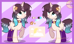 Size: 1024x609 | Tagged: safe, artist:sleppchocolatemlp, derpibooru import, oc, oc:bright moon, pony, unicorn, clothes, female, mare, raised hoof, reference sheet, socks, solo