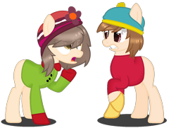 Size: 1380x1000 | Tagged: safe, artist:chochi-chan, derpibooru import, pony, eric cartman, female, heidi turner, heiman, male, ponified, shipping, simple background, south park, straight, transparent background