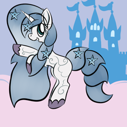 Size: 1250x1250 | Tagged: safe, artist:souldew, derpibooru import, princess silver swirl, unicorn, g2, castle, cloud, g2 to g4, generation leap