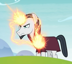 Size: 900x792 | Tagged: safe, derpibooru import, screencap, chancellor neighsay, pony, unicorn, school daze, cropped, glowing horn, magic, male, stallion