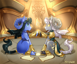 Size: 1024x846 | Tagged: safe, artist:fallingstardusk, derpibooru import, oc, draenei, duo, warcraft, world of warcraft