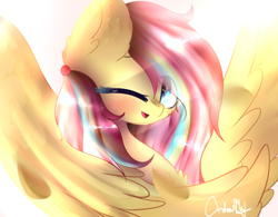 Size: 1024x799 | Tagged: safe, artist:anasflow, derpibooru import, oc, oc:flutter pie, pegasus, pony, female, mare, one eye closed, solo, wink