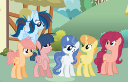 Size: 2476x1580 | Tagged: safe, artist:thunderspeedyt, derpibooru import, oc, oc only, oc:apple juice, oc:apple wing, oc:diamond belle, oc:redwood spruce, oc:snow cloud, oc:strawberry pie, earth pony, pegasus, pony, unicorn, base used, female, mare, next generation, offspring, parent:applejack, parent:big macintosh, parent:cheese sandwich, parent:fancypants, parent:flim, parent:fluttershy, parent:pinkie pie, parent:rainbow dash, parent:rarity, parent:soarin', parent:timber spruce, parent:twilight sparkle, parents:cheesepie, parents:flimjack, parents:fluttermac, parents:raripants, parents:soarindash, parents:timbertwi