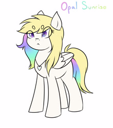 Size: 2962x3362 | Tagged: safe, artist:nero9, derpibooru import, oc, oc only, oc:opal sunrise, beanbrows, colorful, cute, dawwww, eyebrows, female, filly, jewelry, necklace, ocbetes, solo