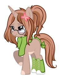 Size: 677x871 | Tagged: safe, artist:absolitedisaster08, derpibooru import, oc, pony, unicorn, boots, clothes, female, glasses, mare, scarf, shoes, simple background, solo, transparent background