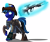 Size: 5348x4500 | Tagged: safe, artist:chub-wub, derpibooru import, oc, oc only, oc:night sky, pony, unicorn, fallout equestria, absurd resolution, glowing horn, gun, levitation, magic, pipboy, simple background, solo, tavor, telekinesis, transparent background, weapon