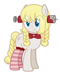 Size: 1873x2305 | Tagged: safe, artist:poppyglowest, derpibooru import, oc, oc only, earth pony, pony, braid, clothes, female, mare, simple background, socks, solo, striped socks, syringe, transparent background