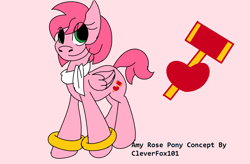 Size: 1264x830 | Tagged: safe, artist:cleverfox101, derpibooru import, pony, amy rose, ponified, solo, sonic the hedgehog (series)