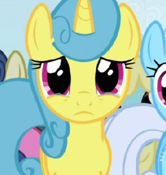 Size: 342x359 | Tagged: safe, derpibooru import, screencap, bon bon, lemon hearts, linky, sassaflash, shoeshine, sweetie drops, unicorn, the super speedy cider squeezy 6000, cropped, crying, female, looking at you, mare, solo