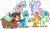 Size: 6480x3820 | Tagged: safe, artist:vector-brony, derpibooru import, gallus, ocellus, sandbar, silverstream, smolder, yona, changedling, changeling, classical hippogriff, dragon, earth pony, griffon, hippogriff, pony, yak, school daze, absurd resolution, cloven hooves, dragoness, female, fist bump, flying, jewelry, male, monkey swings, necklace, simple background, student six, teenager, transparent background, transparent wings, vector