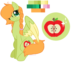 Size: 974x852 | Tagged: safe, artist:zafara1222, derpibooru import, oc, oc only, oc:apple flitter, pegasus, pony, base used, colored wings, colored wingtips, female, freckles, mare, offspring, one eye closed, parent:big macintosh, parent:fluttershy, parents:fluttermac, reference sheet, simple background, solo, transparent background, wink