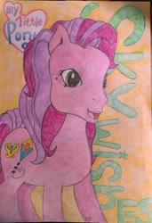 Size: 788x1154 | Tagged: safe, artist:kurlykat, derpibooru import, skywishes, pony, cutie mark, female, mare, smiling, solo