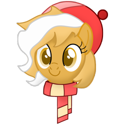 Size: 4200x4201 | Tagged: safe, artist:potato22, derpibooru import, oc, oc only, oc:mareota, absurd resolution, bust, clothes, female, first art, hat, mare, scarf, shading, simple background, smiling, solo, transparent background, vector