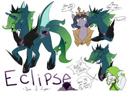 Size: 1988x1445 | Tagged: safe, artist:skitea, derpibooru import, oc, oc:prince eclipse, oc:prince siempre, oc:tanzanite, changepony, cousins, kiss on the cheek, kissing, offspring, parent:princess luna, platonic kiss