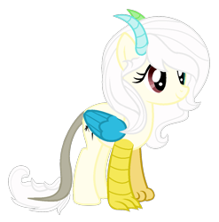 Size: 1077x1088 | Tagged: safe, artist:xxdiamondlove1axx, derpibooru import, oc, oc only, oc:harmony chaos, hybrid, interspecies offspring, offspring, parent:discord, parent:fluttershy, parents:discoshy, simple background, solo, transparent background