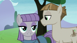 Size: 1920x1080 | Tagged: safe, derpibooru import, screencap, maud pie, mudbriar, the maud couple, female, male, maudbriar, shipping, smiling, straight