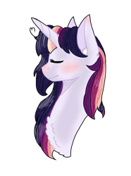 Size: 1465x1971 | Tagged: safe, artist:sparkledashyt, derpibooru import, oc, oc:celestial moon, pony, unicorn, bust, eyes closed, female, magical lesbian spawn, mare, offspring, parent:rainbow dash, parent:twilight sparkle, parents:twidash, portrait, simple background, solo, transparent background