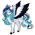 Size: 150x150 | Tagged: safe, artist:kseniyart, derpibooru import, oc, oc:marie pixel, pegasus, pony, animated, chest fluff, colored wings, female, gif, mare, multicolored wings, pixel art, simple background, solo, transparent background
