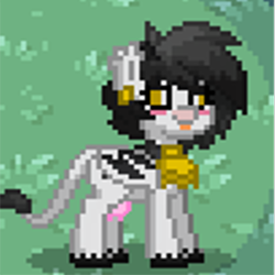 Size: 800x800 | Tagged: safe, artist:darkwolfhybrid, derpibooru import, oc, oc only, oc:darkius wolficus, cow, pony, bat wings, blushing, derp, pony town, udder