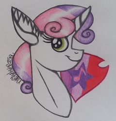 Size: 1226x1284 | Tagged: safe, artist:raritylover152, derpibooru import, sweetie belle, solo, traditional art