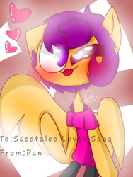 Size: 900x1200 | Tagged: safe, artist:pandoodler, derpibooru import, scootaloo, oc, oc:ponytale scootaloo, anthro, comic:ponytale, solo