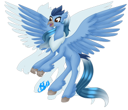 Size: 2264x1945 | Tagged: safe, artist:spokenmind93, derpibooru import, oc, classical hippogriff, hippogriff, articuno, classical hippogriffied, claws, crystal, female, gradient mane, hippogriffied, legendary, legendary pokémon, pokémon, ponymon, rearing, signature, simple background, solo, species swap, spread wings, transparent background, wings