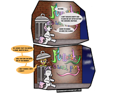 Size: 1600x1200 | Tagged: safe, artist:sneshneeorfa, scootaloo, sweetie belle, pony, alleyway, comic, graffiti, simple background, transparent background, trash can