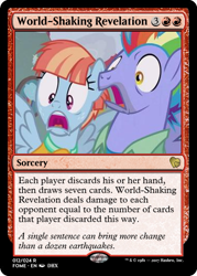 Size: 375x523 | Tagged: safe, edit, bow hothoof, windy whistles, pony, parental glideance, card, magic the gathering, rainbow dash's parents, shocked, trading card, trading card edit, windyhoof