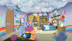 Size: 1920x1080 | Tagged: safe, screencap, bow hothoof, scootaloo, windy whistles, pony, parental glideance, camera, rainbow dash's parents, windyhoof