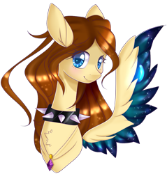 Size: 971x1017 | Tagged: safe, artist:clefficia, oc, oc only, oc:jessie, pegasus, pony, choker, colored wings, female, mare, multicolored wings, simple background, solo, spiked choker, transparent background