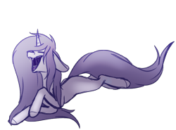 Size: 2700x2000 | Tagged: safe, artist:immagoddampony, oc, oc only, oc:ari, pony, unicorn, female, high res, laughing, mare, prone, simple background, solo, transparent background