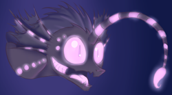 Size: 5307x2957 | Tagged: safe, artist:cha-squared, oc, oc only, oc:deep abyss, angler fish, pony, absurd resolution, abyss pony, angry, bioluminescent, glowing eyes, solo