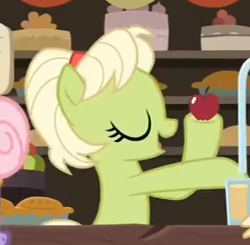 Size: 328x321 | Tagged: safe, screencap, granny smith, earth pony, pony, the perfect pear, adorasmith, cropped, cute, happy, solo, young granny smith