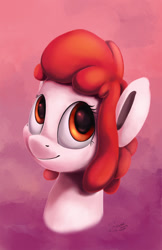 Size: 952x1472 | Tagged: safe, artist:insanerobocat, oc, oc only, oc:ani, pony, abstract background, bust, commission, female, mare, smiling, solo