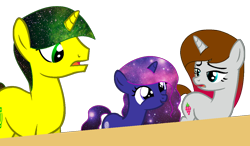 Size: 1164x682 | Tagged: safe, artist:duyguusss, oc, oc only, oc:galaxy, oc:lemonade galaxy, oc:razz berry, pony, unicorn, base used, female, filly, galaxy mane, male, mare, simple background, stallion, transparent background