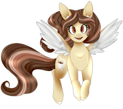 Size: 2113x1867 | Tagged: safe, artist:beashay, oc, oc only, oc:mocha sugar, pegasus, pony, female, flying, mare, simple background, solo, transparent background