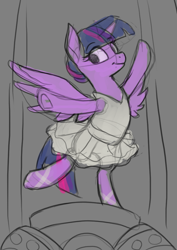 Size: 684x968 | Tagged: safe, artist:redchetgreen, twilight sparkle, twilight sparkle (alicorn), alicorn, pony, a royal problem, ballerina, clothes, colored sketch, female, mare, smiling, solo, tutu, twilarina