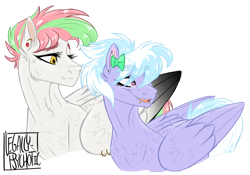 Size: 1000x700 | Tagged: safe, artist:legally-psychotic, cloudchaser, oc, oc:crescendo, pegasus, pony, colored wings, colored wingtips, female, mare, not blossomforth, simple background, transparent background