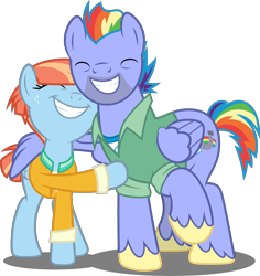 Size: 4716x5000 | Tagged: safe, artist:dashiesparkle, bow hothoof, windy whistles, pegasus, pony, .svg available, absurd resolution, clothes, eyes closed, female, husband and wife, male, mare, rainbow dash's parents, raised hoof, simple background, stallion, transparent background, vector, windyhoof