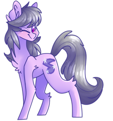 Size: 721x773 | Tagged: safe, artist:emily-826, oc, oc only, oc:sweet tune, earth pony, pony, chest fluff, female, mare, one eye closed, simple background, solo, transparent background, wink