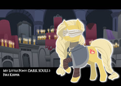Size: 1280x905 | Tagged: safe, artist:robbiecave, earth pony, pony, clothes, crossover, dark souls, female, fire keeper, mare, ponified, solo