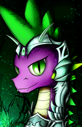 Size: 3300x5100 | Tagged: safe, artist:flamevulture17, spike, dragon, absurd resolution, armor, male, older, older spike, solo
