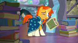 Size: 840x466 | Tagged: safe, screencap, sunburst, pony, the crystalling, book, solo