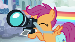 Size: 1920x1090 | Tagged: safe, screencap, scootaloo, pony, parental glideance, camera, solo