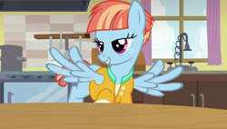 Size: 1920x1090 | Tagged: safe, screencap, windy whistles, pony, parental glideance, kitchen, lidded eyes, solo