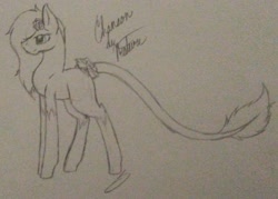 Size: 1024x733 | Tagged: safe, artist:anxiouslilnerd, oc, oc only, oc:chanson de nature, pony, closed species, leonine tail, rosey ponies, solo, traditional art