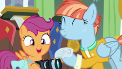 Size: 1920x1090 | Tagged: safe, screencap, scootaloo, windy whistles, pony, parental glideance, camera, diaper, saddle bag